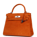 Vintage Hermes Kelly Sellier 28 Orange Doblis Palladium Hardware - Thumbnail View 5