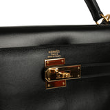 Vintage Hermes Kelly Retourne 32 Black Box Gold Hardware - Thumbnail View 7