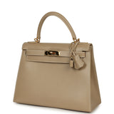 Vintage Hermes Kelly Sellier 28 Argile Box Calfskin Gold Hardware - Thumbnail View 5