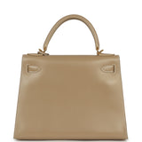 Vintage Hermes Kelly Sellier 28 Argile Box Calfskin Gold Hardware - Thumbnail View 4