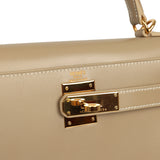 Vintage Hermes Kelly Sellier 28 Argile Box Calfskin Gold Hardware - Thumbnail View 7