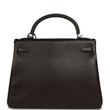 Vintage Hermes Kelly Retourne 32 Ebene Evergrain Palladium Hardware - Thumbnail View 4