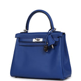 Pre-owned Hermes Kelly Retourne 25 Bleu Royal Swift Palladium Hardware - Thumbnail View 5