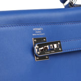 Pre-owned Hermes Kelly Retourne 25 Bleu Royal Swift Palladium Hardware - Thumbnail View 7
