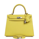 Hermes Kelly Sellier 25 Lime Epsom Palladium Hardware - Thumbnail View 1