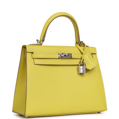 Hermes Kelly Sellier 25 Lime Epsom Palladium Hardware