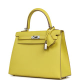 Hermes Kelly Sellier 25 Lime Epsom Palladium Hardware - Thumbnail View 5