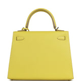 Hermes Kelly Sellier 25 Lime Epsom Palladium Hardware - Thumbnail View 3