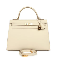Hermes Kelly Sellier 32 Craie Epsom Gold Hardware