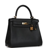 Pre-owned Hermes Kelly Retourne 25 Black Togo Gold Hardware - Thumbnail View 2