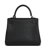 Pre-owned Hermes Kelly Retourne 25 Black Togo Gold Hardware - Thumbnail View 4