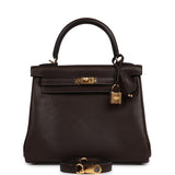 Hermes Kelly Retourne 25 Ebene Barenia Faubourg Gold Hardware - Thumbnail View 1