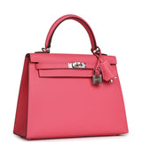 Hermes Kelly Sellier 25 Rose Azalee Epsom Palladium Hardware - Thumbnail View 2