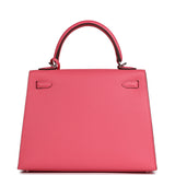 Hermes Kelly Sellier 25 Rose Azalee Epsom Palladium Hardware - Thumbnail View 4