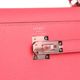 Hermes Kelly Sellier 25 Rose Azalee Epsom Palladium Hardware - Thumbnail View 7