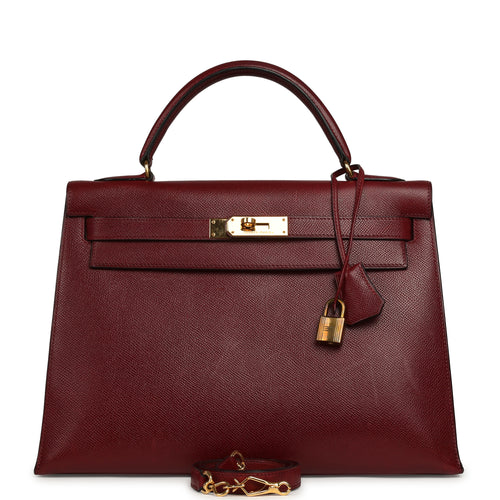 Vintage Hermes Kelly Sellier 32 Rouge H Courcheval Gold Hardware
