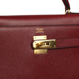 Vintage Hermes Kelly Sellier 32 Rouge H Courcheval Gold Hardware - Thumbnail View 7