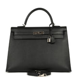 Pre-owned Hermes Kelly Sellier 35 Black Epsom Palladium Hardware - Thumbnail View 1
