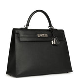 Pre-owned Hermes Kelly Sellier 35 Black Epsom Palladium Hardware - Thumbnail View 2