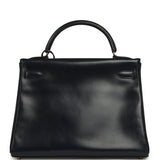 Vintage Hermes Kelly Sellier 32 Bleu Indigo Box Gold Hardware - Thumbnail View 5