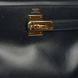 Vintage Hermes Kelly Sellier 32 Bleu Indigo Box Gold Hardware - Thumbnail View 7