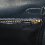 Vintage Hermes Kelly Sellier 32 Bleu Indigo Box Gold Hardware - Thumbnail View 8