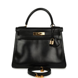 Vintage Hermes Kelly Retourne 28 Black Box Gold Hardware - Thumbnail View 1