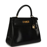 Vintage Hermes Kelly Retourne 28 Black Box Gold Hardware - Thumbnail View 2