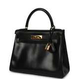 Vintage Hermes Kelly Retourne 28 Black Box Gold Hardware - Thumbnail View 5
