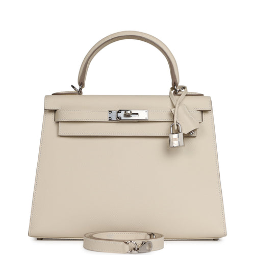 Hermes Kelly Sellier 28 Craie Epsom Palladium Hardware