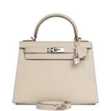 Hermes Kelly Sellier 28 Craie Epsom Palladium Hardware - Thumbnail View 1