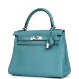 Pre-owned Hermes Kelly Retourne 28 Turquoise Togo Palladium Hardware - Thumbnail View 5