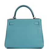 Pre-owned Hermes Kelly Retourne 28 Turquoise Togo Palladium Hardware - Thumbnail View 4