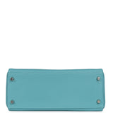 Pre-owned Hermes Kelly Retourne 28 Turquoise Togo Palladium Hardware - Thumbnail View 6