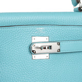 Pre-owned Hermes Kelly Retourne 28 Turquoise Togo Palladium Hardware - Thumbnail View 7