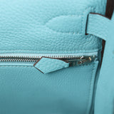 Pre-owned Hermes Kelly Retourne 28 Turquoise Togo Palladium Hardware - Thumbnail View 8