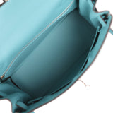 Pre-owned Hermes Kelly Retourne 28 Turquoise Togo Palladium Hardware - Thumbnail View 9