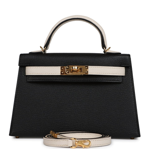 Hermes Special Order (HSS) Kelly Sellier 20 Black, Nata Chevre Mysore Gold Hardware