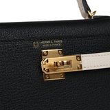 Hermes Special Order (HSS) Kelly Sellier 20 Black, Nata Chevre Mysore Gold Hardware - Thumbnail View 7