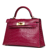 Pre-owned Hermes Kelly Sellier 20 Rose Scheherazade Shiny Alligator Gold Hardware - Thumbnail View 5