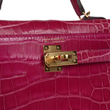 Pre-owned Hermes Kelly Sellier 20 Rose Scheherazade Shiny Alligator Gold Hardware - Thumbnail View 7