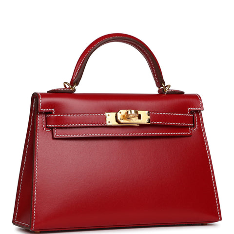 Hermes Kelly Sellier 20 Rouge Piment Box Gold Hardware