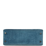 Vintage Hermes Kelly Sellier 25 Bleu Thalassa Doblis Brushed Palladium Hardware - Thumbnail View 6