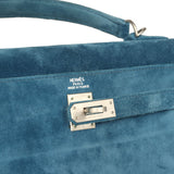 Vintage Hermes Kelly Sellier 25 Bleu Thalassa Doblis Brushed Palladium Hardware - Thumbnail View 7