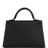 Pre-owned Hermes Special Order (HSS) Kelly Sellier 20 Black Verso Epsom Palladium Hardware - Thumbnail View 4