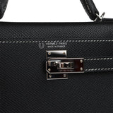 Pre-owned Hermes Special Order (HSS) Kelly Sellier 20 Black Verso Epsom Palladium Hardware - Thumbnail View 7