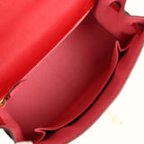 Pre-owned Hermes Special Order (HSS) Kelly Sellier 25 Rouge Casaque Verso Epsom Gold Hardware - Thumbnail View 8
