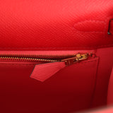 Pre-owned Hermes Special Order (HSS) Kelly Sellier 25 Rouge Casaque Verso Epsom Gold Hardware - Thumbnail View 9