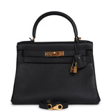Pre-owned Hermes Kelly Retourne 28 Bleu Nuit Togo Gold Hardware - Thumbnail View 1