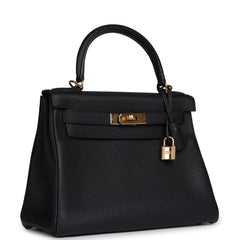 Pre-owned Hermes Kelly Retourne 28 Bleu Nuit Togo Gold Hardware